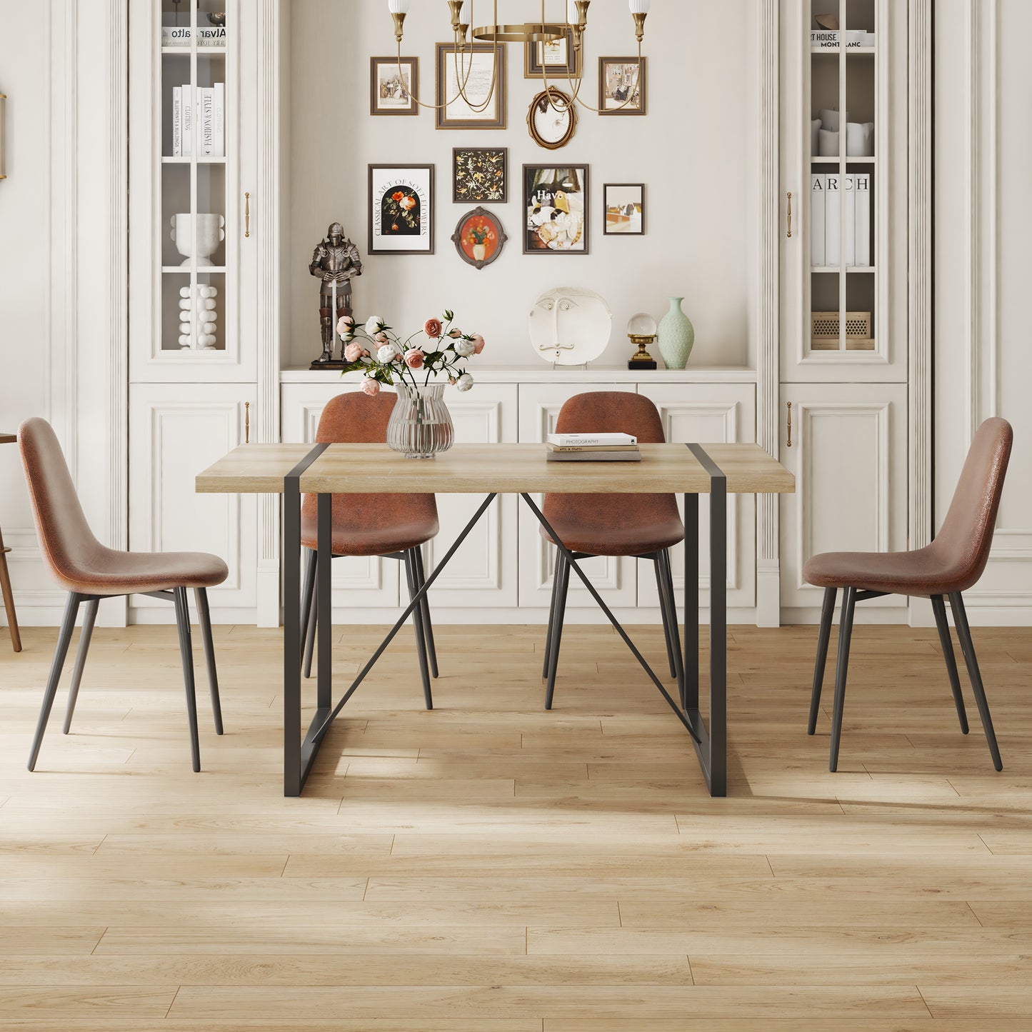 Table And Chair Set, Upholstered Side Chairs In A Modern Medieval