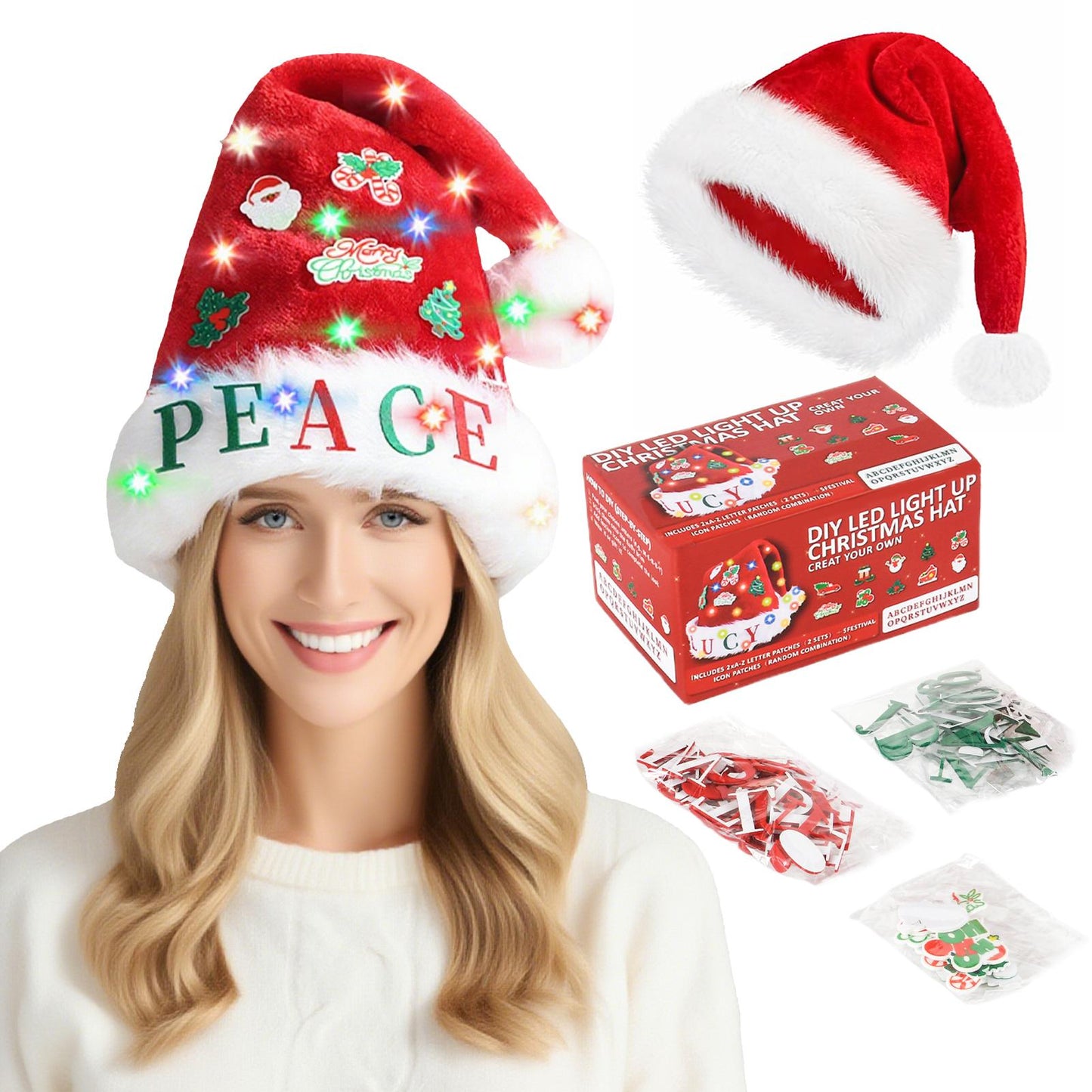 DIY LED Christmas Hat - Creative & Customizable Festive Accessory
