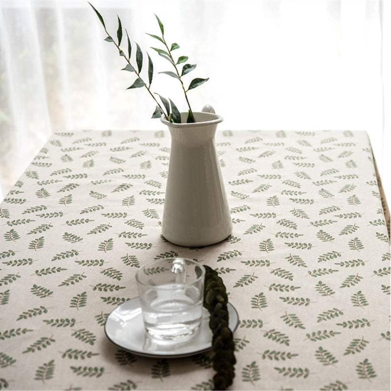 Cotton Linen Cloth Art Desk Cover - Rustic Pastoral Leaves, Multiple Sizes
