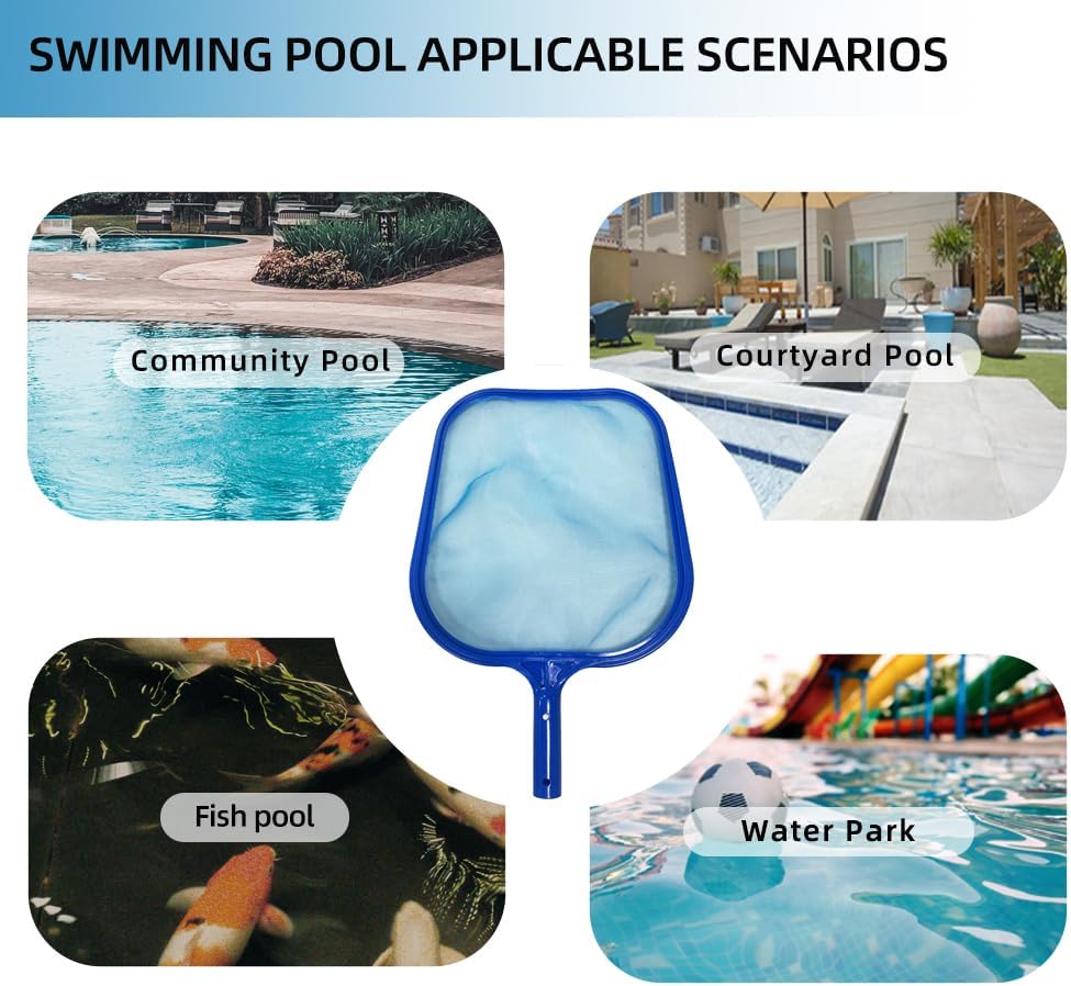 Pool Skimmer Net for Cleaning Leaves & Debris - Lightweight Fine Mesh Pool Net (Blue)