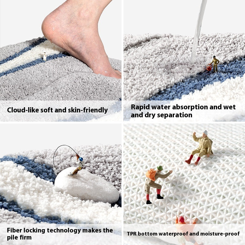 Non-slip Bathroom Entrance Mat Thickened Cushion Woven Rectangular Rug