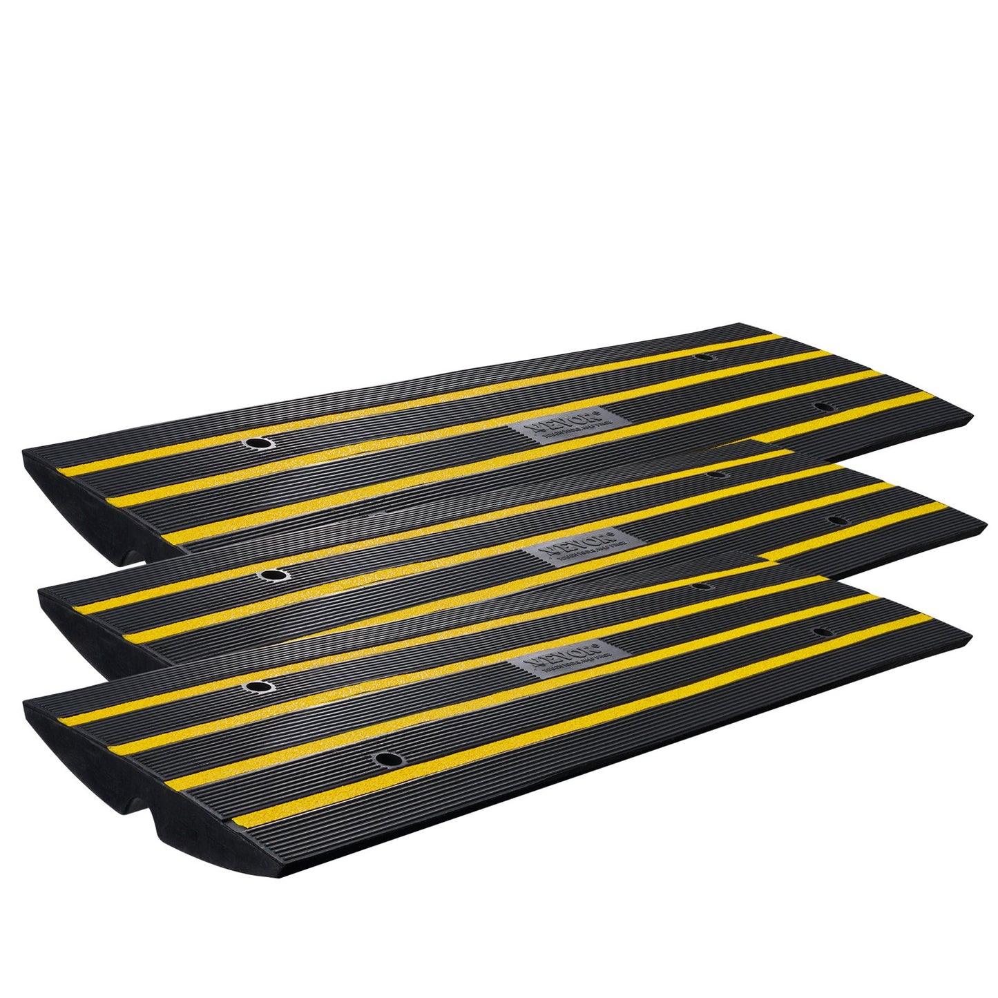 Heavy Duty Rubber Curb Ramp Set - 3 Pack Vehicle Loading & Sidewalk Bridge