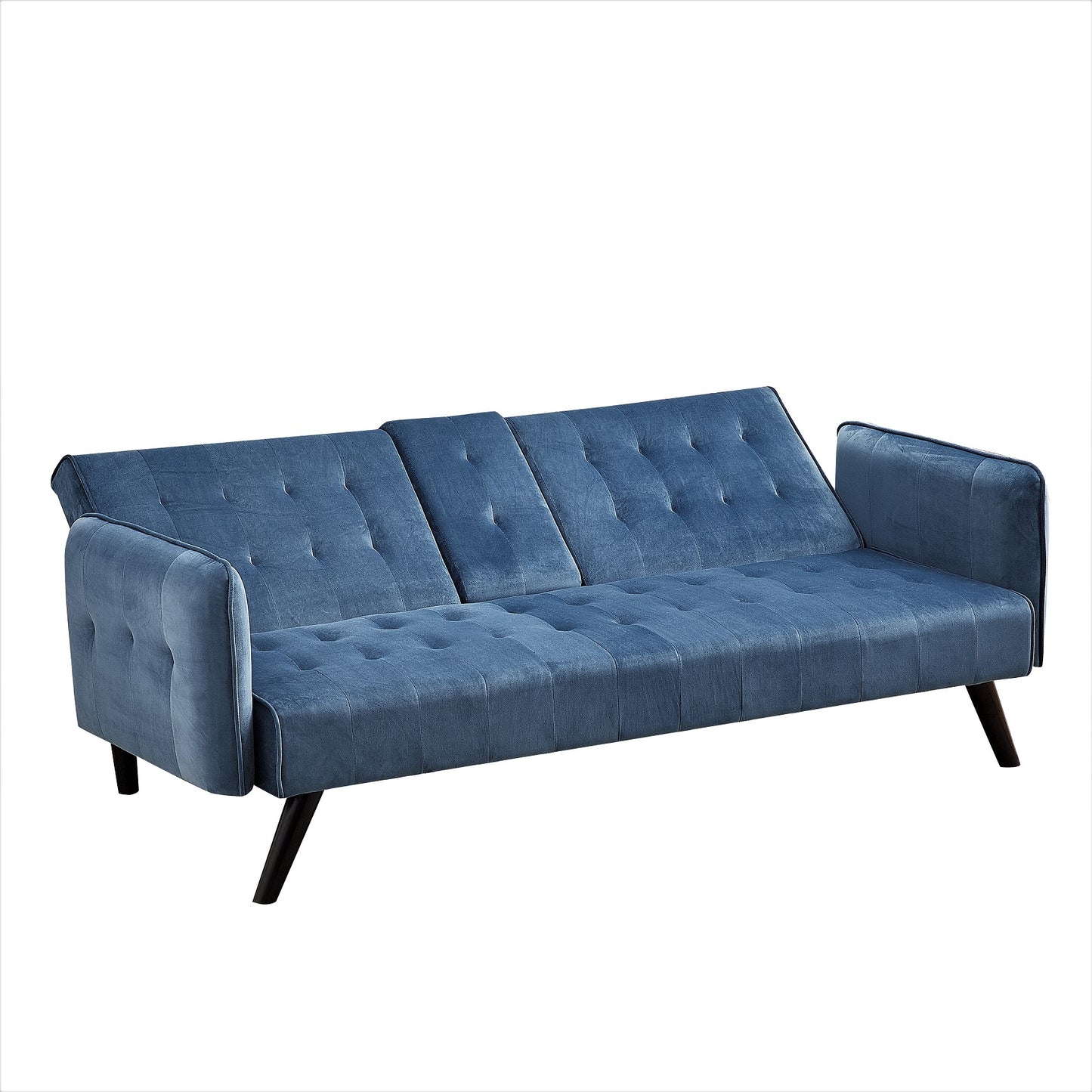 72 Velvet Convertible Sofa Bed With Cup Holders, Tufted Folding Futon