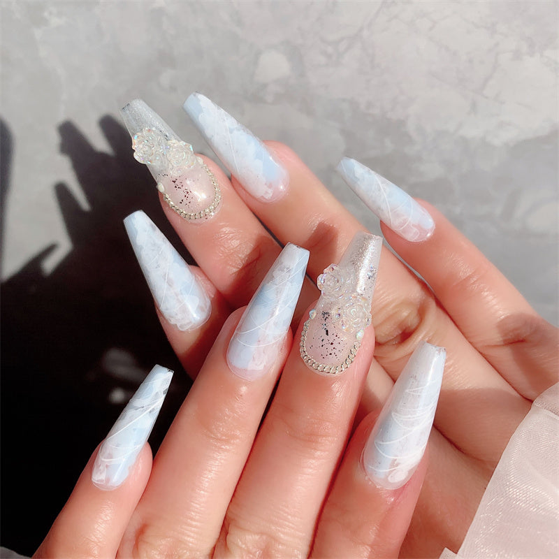 Blue Ice Wearable Nails - Soft Gel Press-On Set