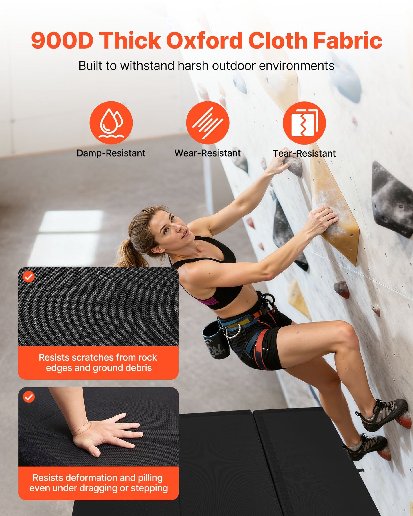 Bouldering Crash Pad - Foldable Climbing Mat with Adjustable Backpack Straps - Lightweight for Indoor & Outdoor Use