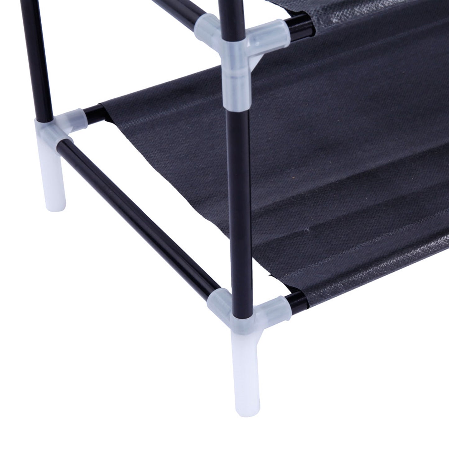 5-Tier Fabric & Steel Shoe Rack - Stackable Storage Shelf - Black