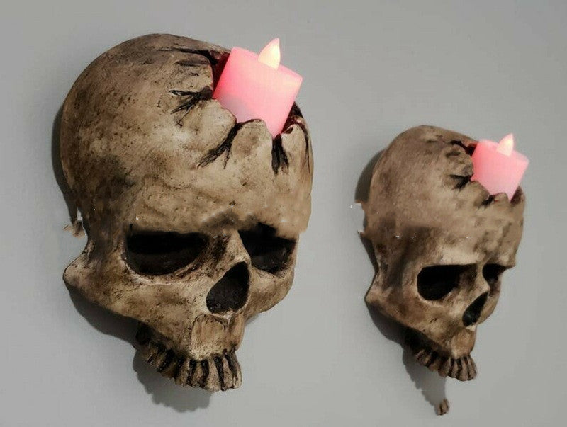 Skull Wall Candle Holder Decoration for Home & Garden - Resin Hanging Ornament