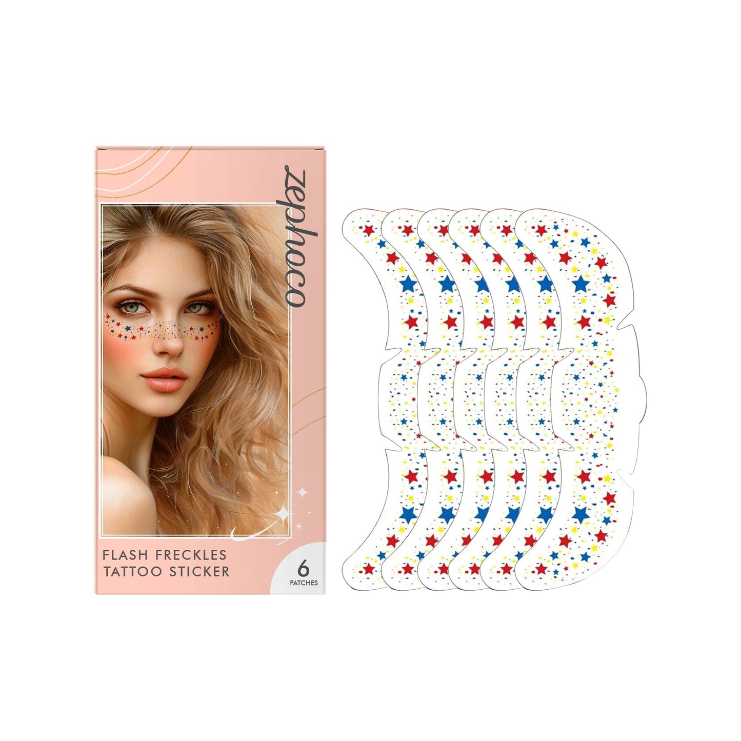 Sparkling Freckle Tattoo Patches - 6-Count Skin Body Art Stickers