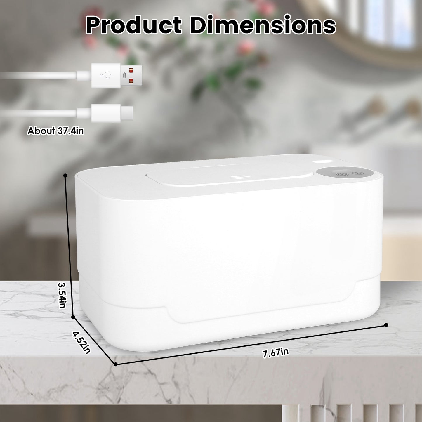 Baby Wipe Warmer with 3 Temperature Settings, Night Light & Large Capacity