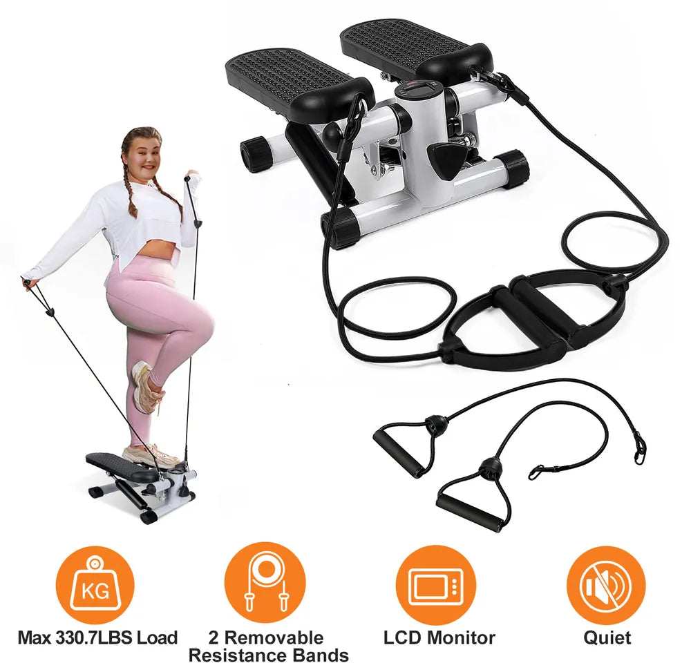 Mini Stair Stepper with Resistance Bands - 330.7lbs Capacity