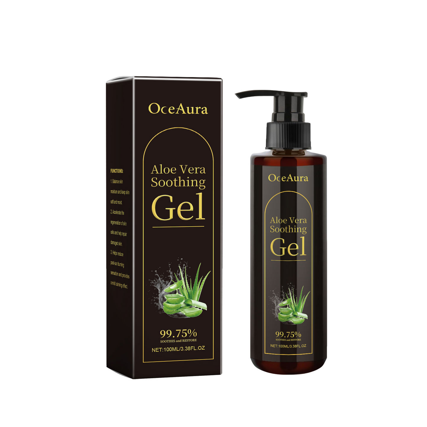 Aloe Vera Leaf Soothing Gel - 100ml Hydrating & Brightening Skin Care