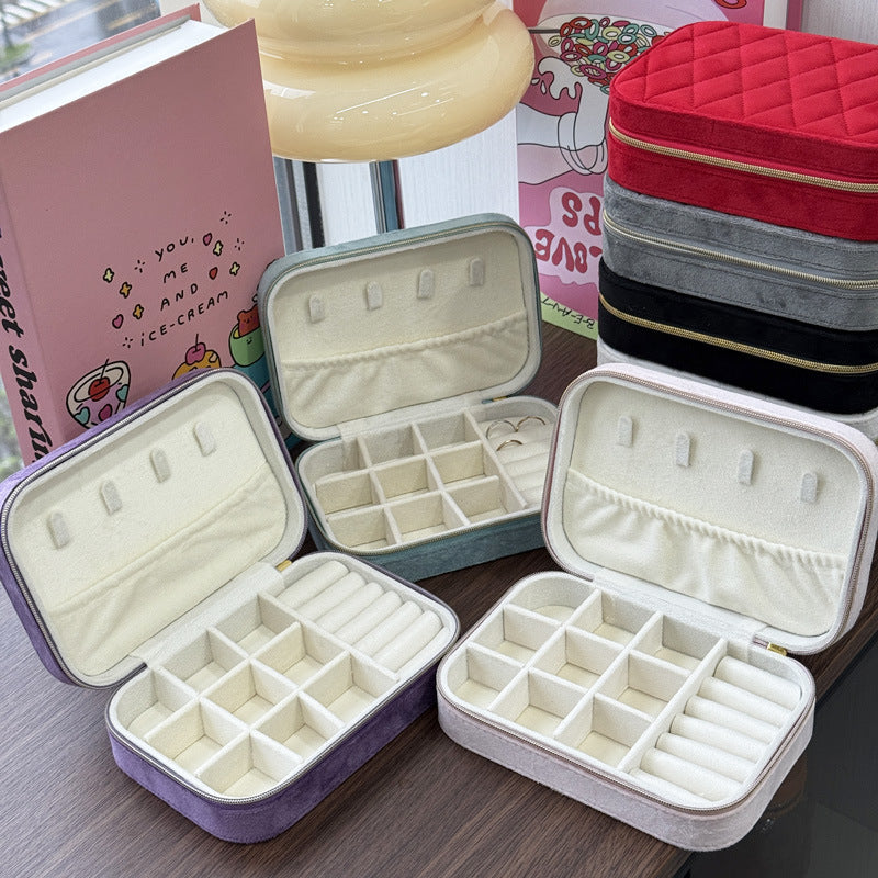 Portable Jewelry Storage Box with Velvet Interior - Compact & Stylish