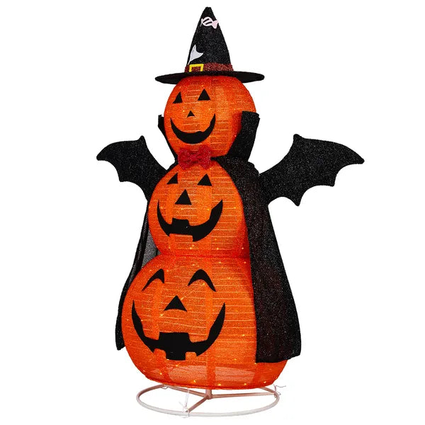 5ft Retractable Fabric Pumpkin Halloween Decor with LED Lights