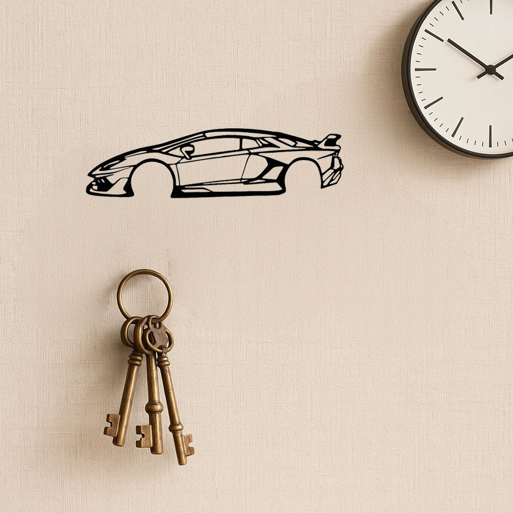 Laser-Cut Metal Wall Art - Sleek Sports Car Silhouette Decoration