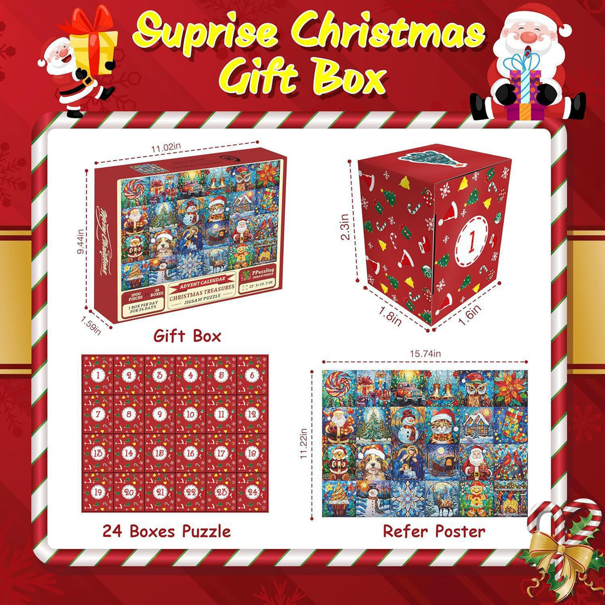 Christmas Puzzle Countdown Calendar - Festive Paper Jigsaw for Holiday Decor
