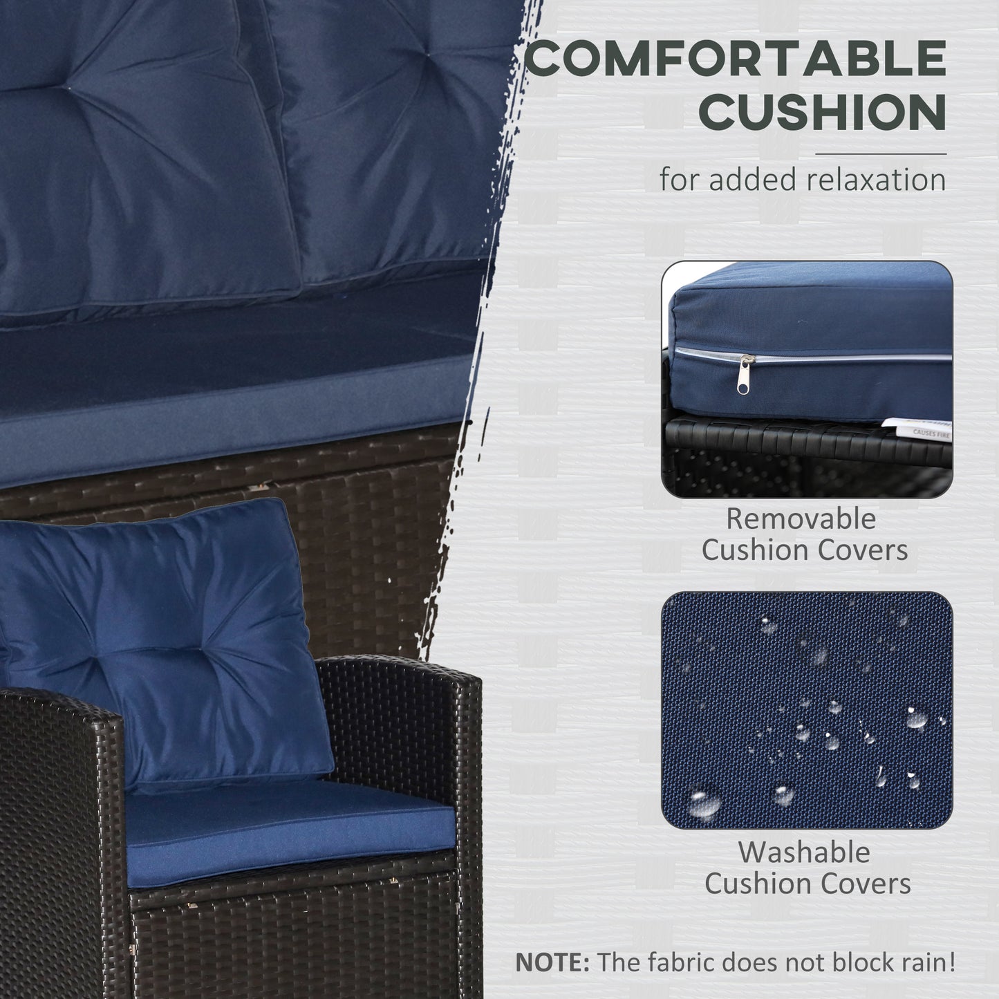 4-Piece Outdoor Patio Furniture Set with Cushions - Blue