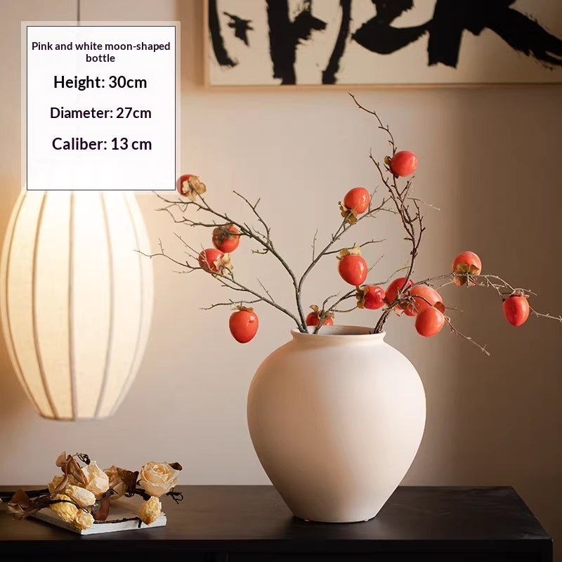 Wabi-Sabi Ceramic Vase for Home Decor - Pink & White Tabletop Flower Vase