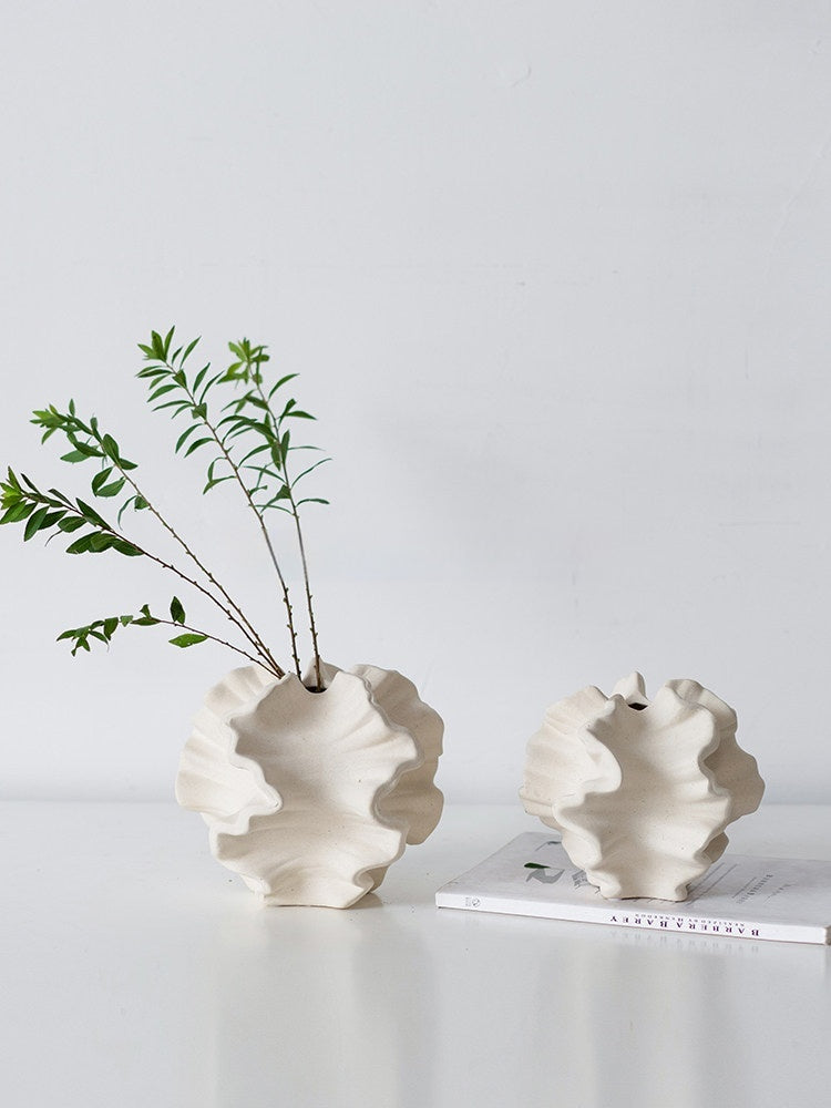 Wabi Sabi Coral Ceramic Table Vase - Modern Home Decor, Small & Large Sizes