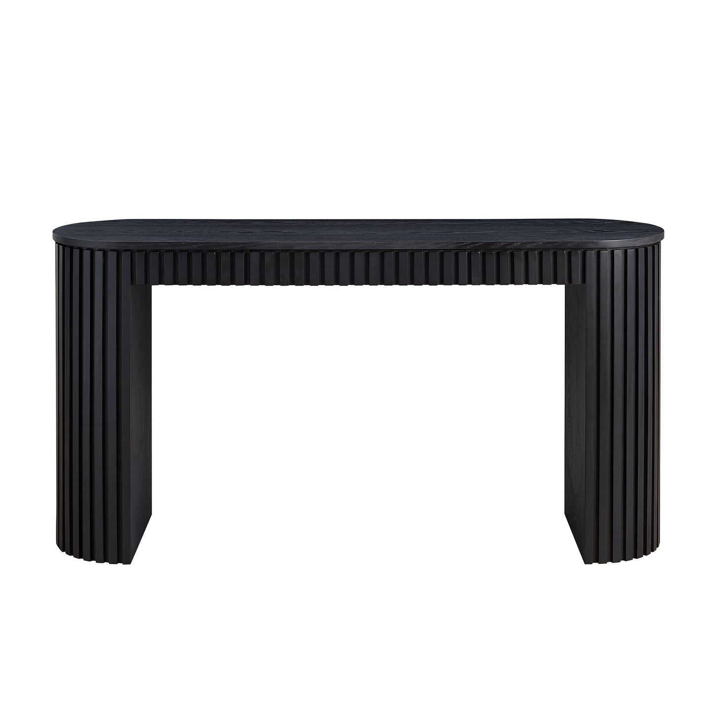 Modern Console Table with Drawer - Unique Vertical Stripe Design, Black