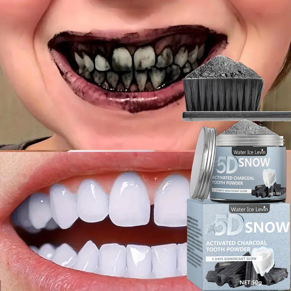 Activated Charcoal Tooth Powder - Deep Cleaning Oral Care, 50g