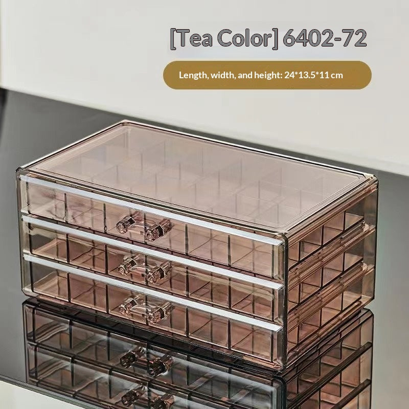 Multi-Tiered Acrylic Jewelry Organizer Box with Compartments - Home Storage