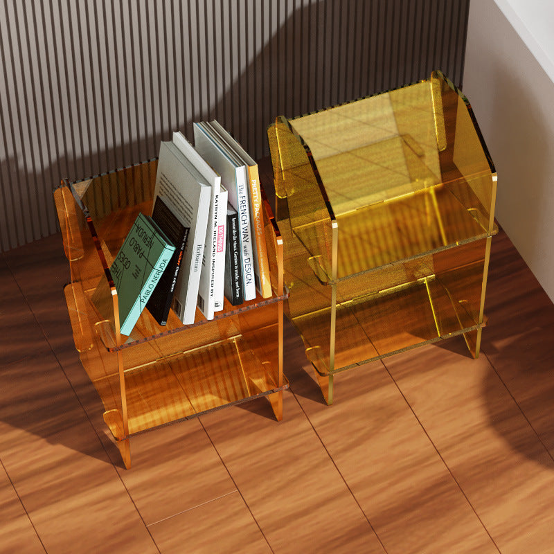 Acrylic Bookshelf Storage Rack - Modern Clear & Frosted Home Organizer