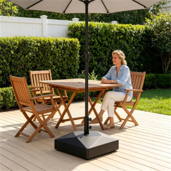 Heavy Duty Fillable Patio Umbrella Base with Wheels - Universal Fit