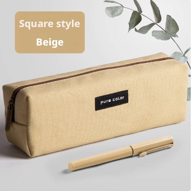 Square Pencil Case Off-White Oxford Cloth Multiple Variants - Pen & Pencil Organizer