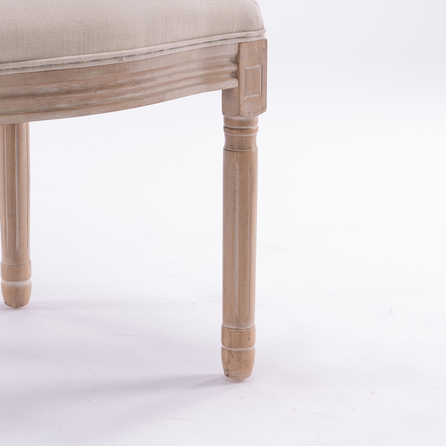 French Country Dining Chairs - Set of 2 Beige Wooden Frame