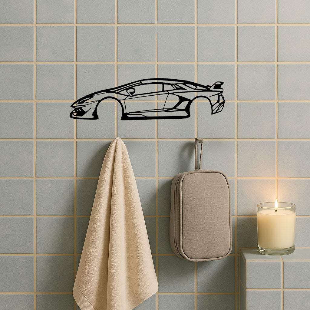 Laser-Cut Metal Wall Art - Sleek Sports Car Silhouette Decoration