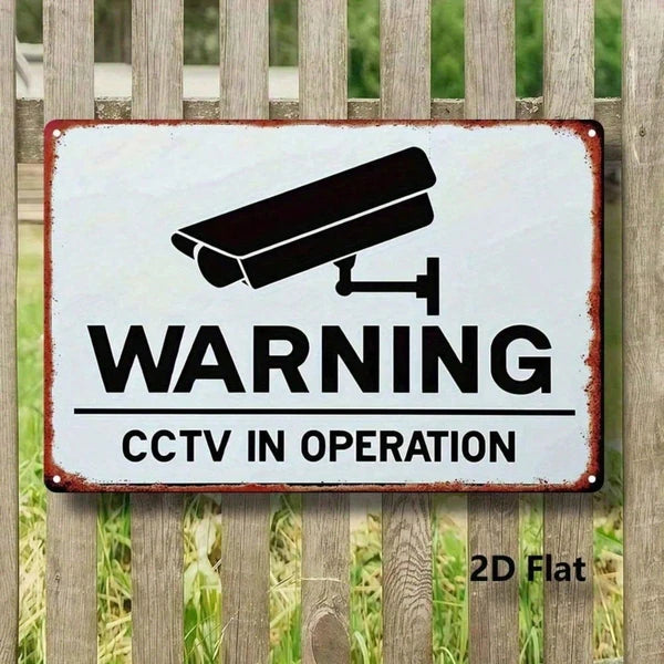 Vintage Surveillance Camera Warning Metal Sign - 8x12 Inch