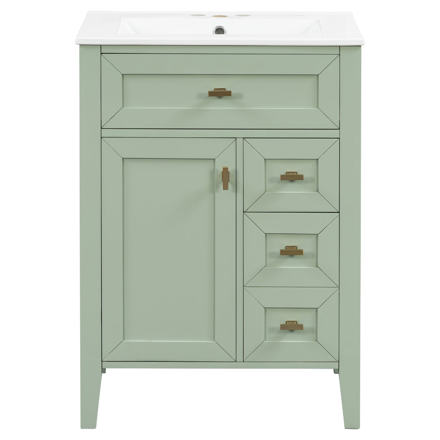 24'' Green Bathroom Vanity with Sink - Modern MDF & Rubberwood