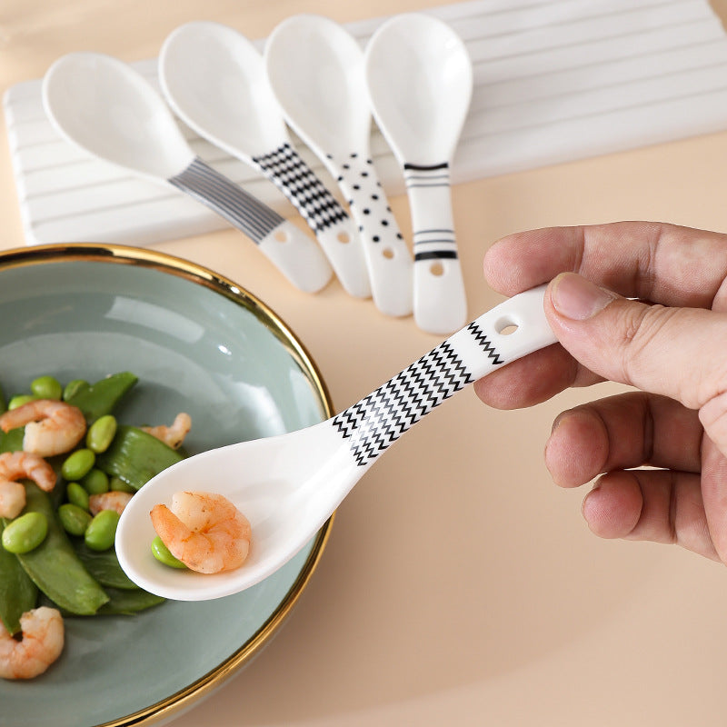 Ceramic Color Glaze Spoon Set Kitchen Utensils Home Decor