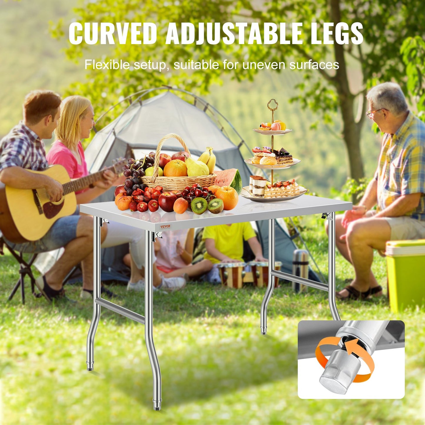 48 x 30 Inch Heavy-Duty Stainless Steel Folding Work Table