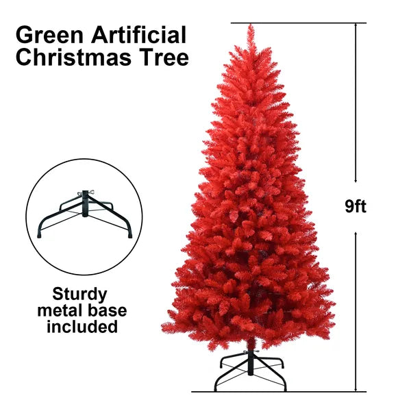 Red Christmas Tree - Pure PVC with 1066 Tips & Hinged Branches