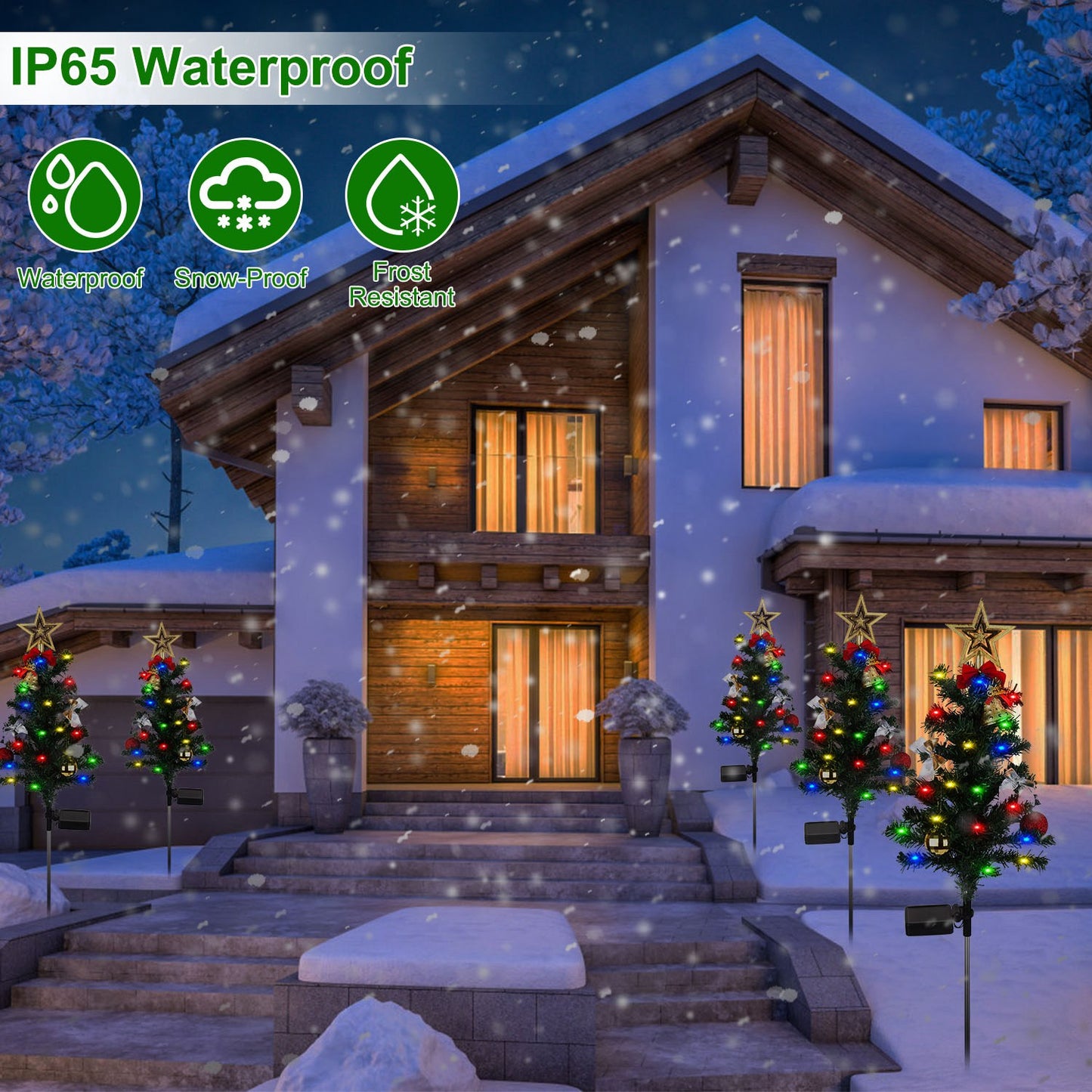 Solar Christmas Tree Lights - 4 Pack 20 LEDs Garden Decoration