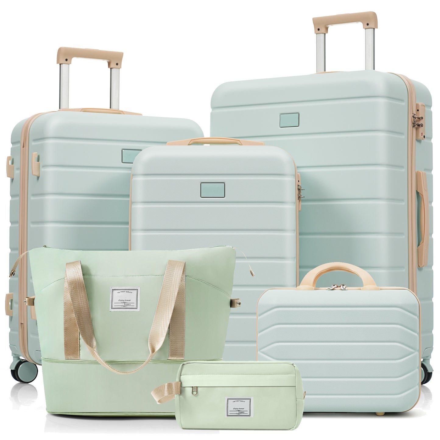 6-Piece Hardside Luggage Set with TSA Lock - Grey Green