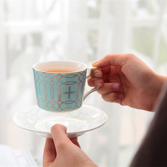 British Style Bone China Coffee Cup Set with Teapot and Saucers - Modern Design