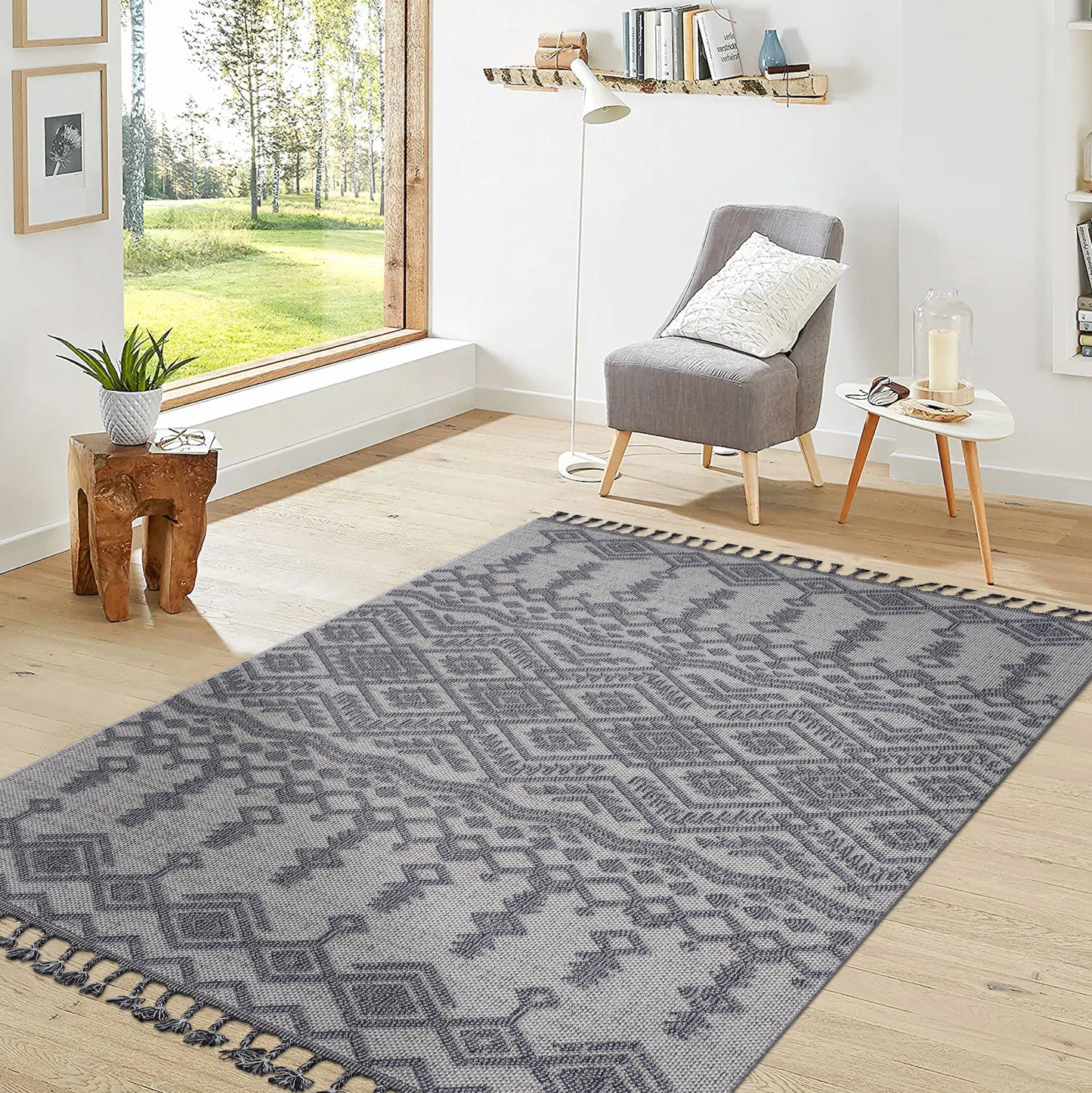 Guros 4X6 White Gray Traditional Indoor Outdoor Area Rug