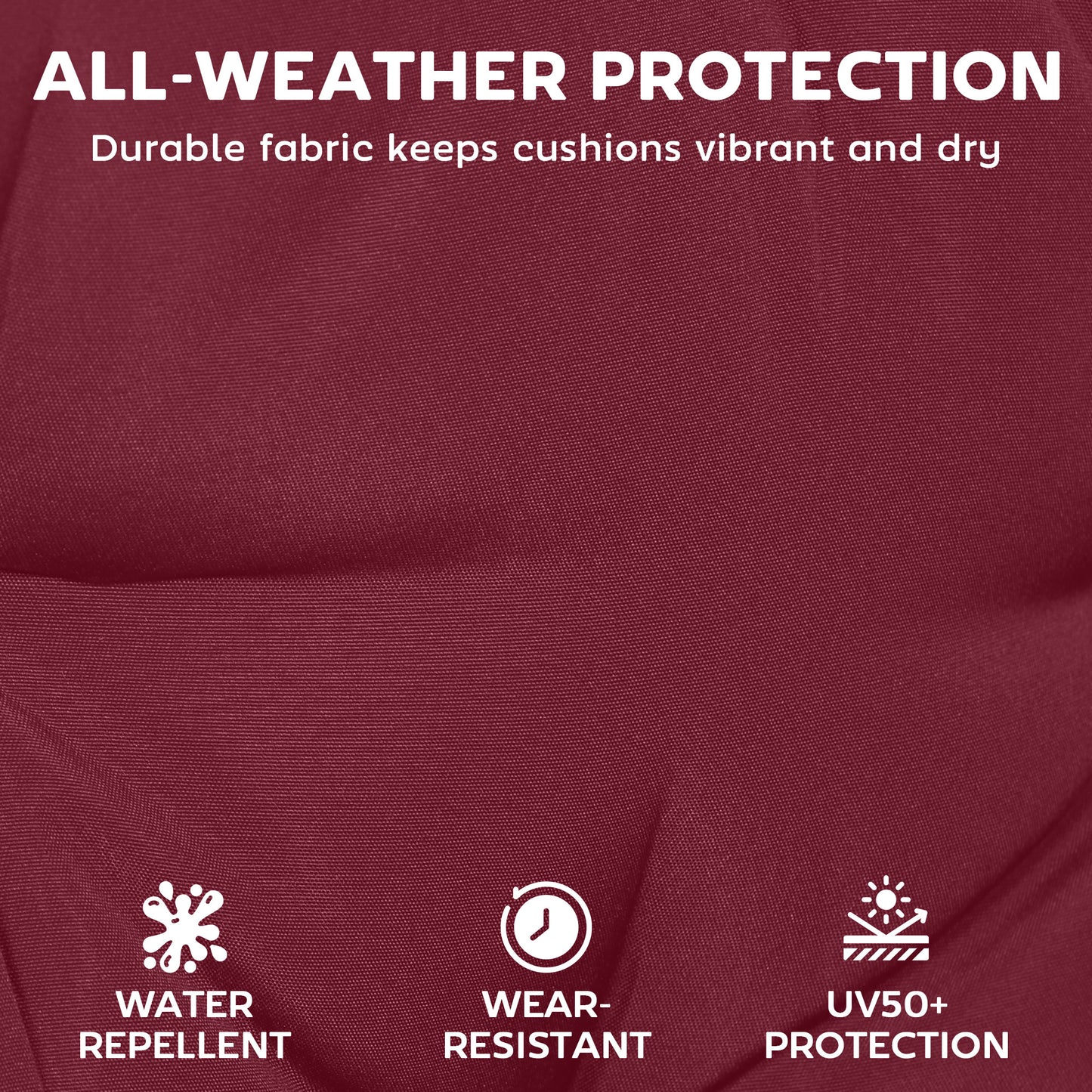 Outdoor Lounge Chair Cushion - 4" Thick, Weather-Resistant, Red, 21" x 72"