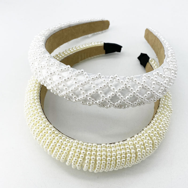 Women's Pearl Headband with Rhinestone - Multiple Colors