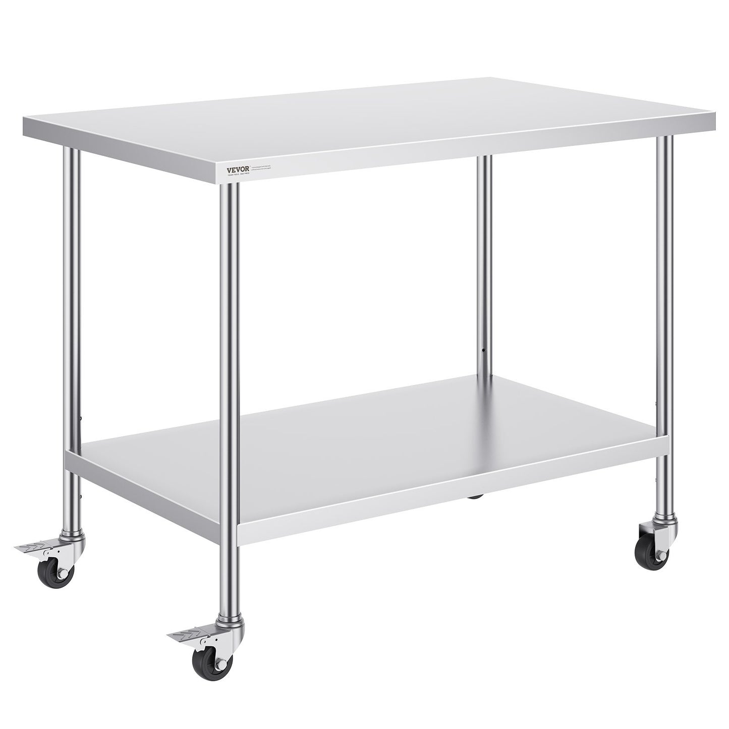 Heavy Duty Stainless Steel Work Table - 30x48x38 Inch with Wheels