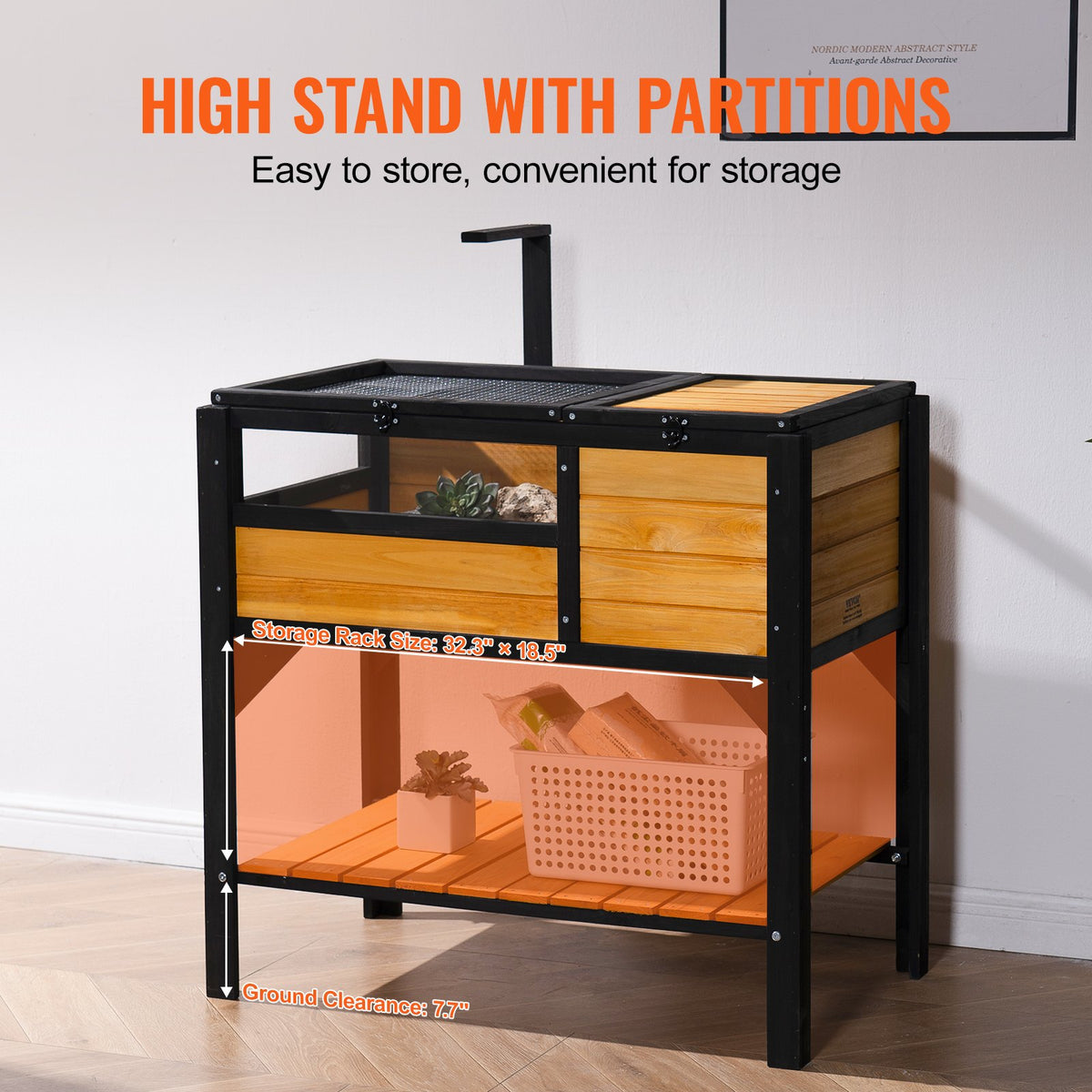 Wooden Tortoise House | Indoor & Outdoor Reptile Habitat with Storage Shelf