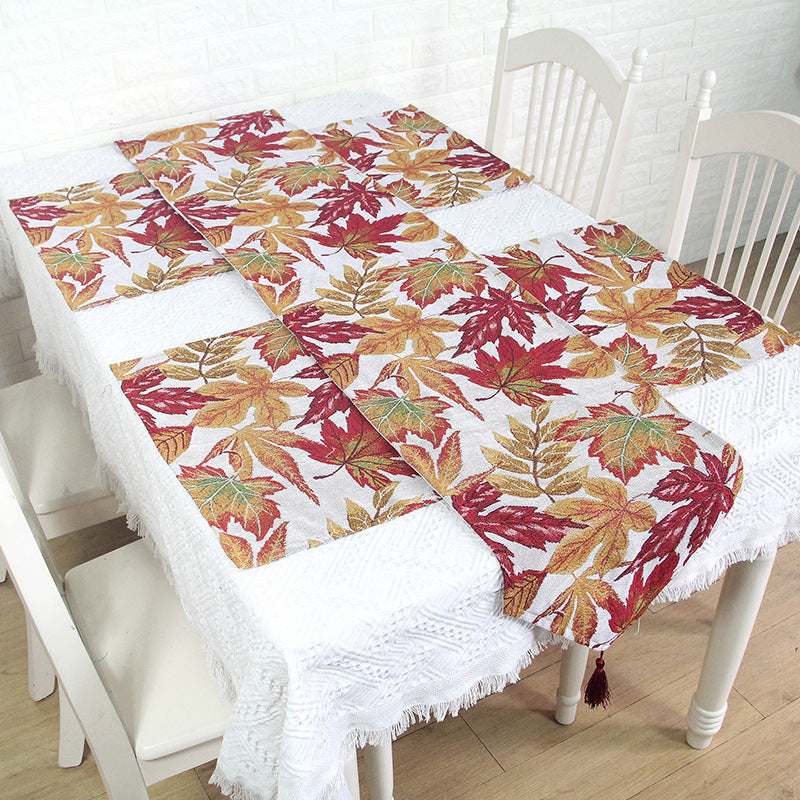 Home Decor Table Runner and Placemat Set Maple Leaf Pattern - Multiple Sizes