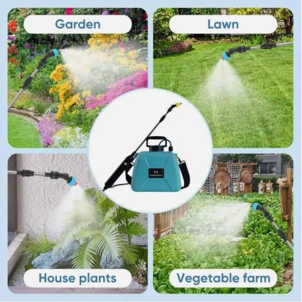 5L Electric Garden Sprayer with Rechargeable Battery and Adjustable Nozzles