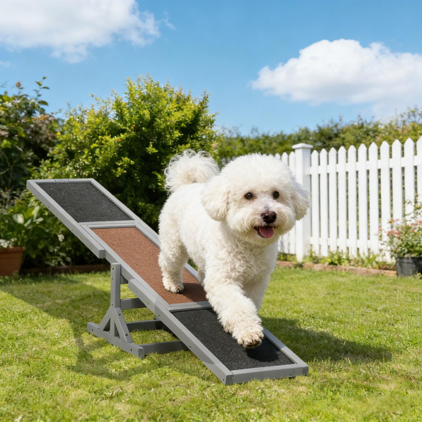 Wooden Dog Agility Seesaw for Outdoor Fun - Black & Brown