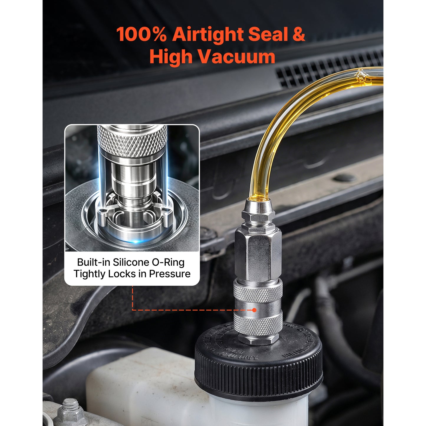 Manual Brake Bleeder Kit with 1L Waste Bottle & 4 Master Cylinder Adapters - 3L Capacity, Professional Vehicle Brake Fluid Pressure Tool