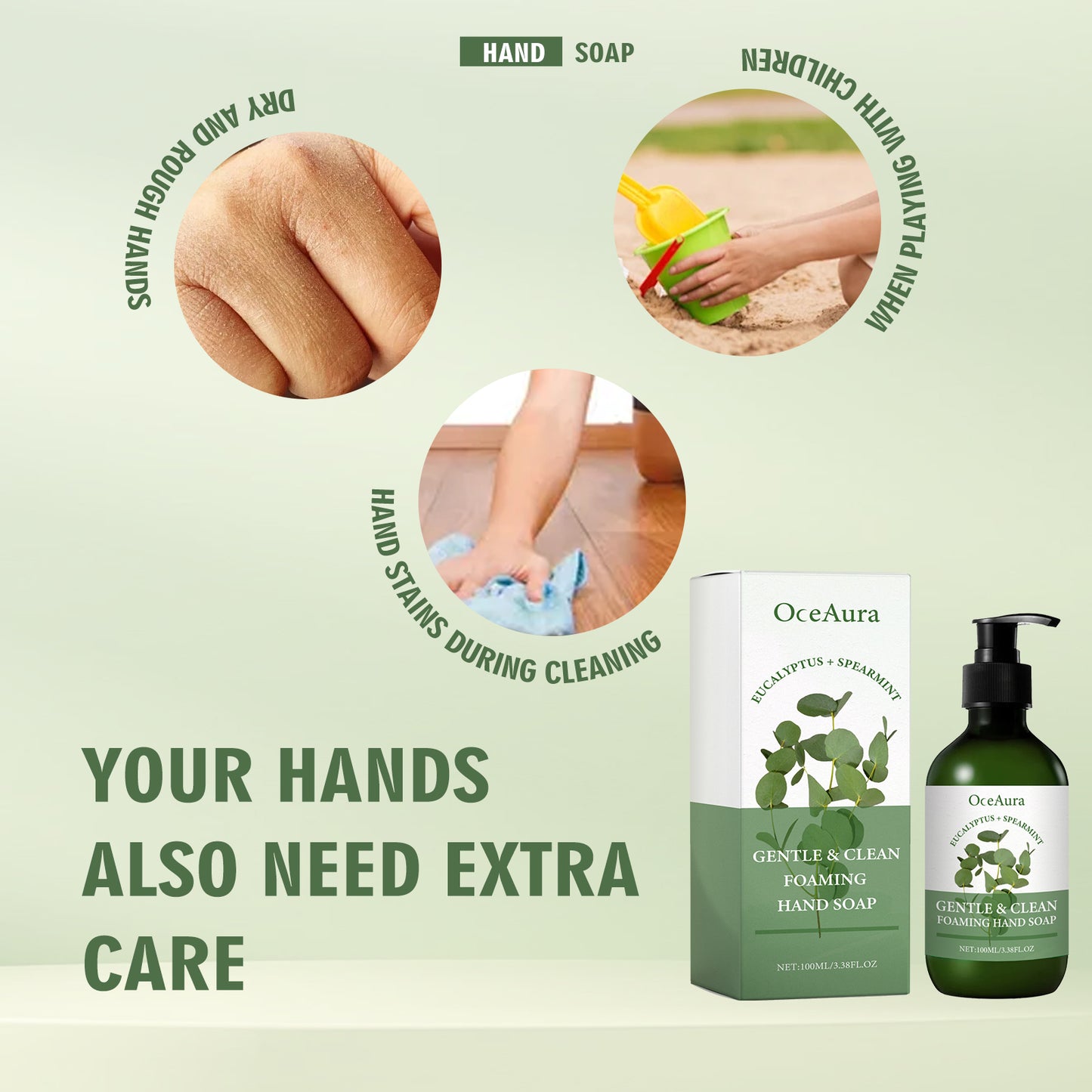 Gentle Foaming Hand Soap with Glycerin & Eucalyptus - 100ml Moisturizing Wash