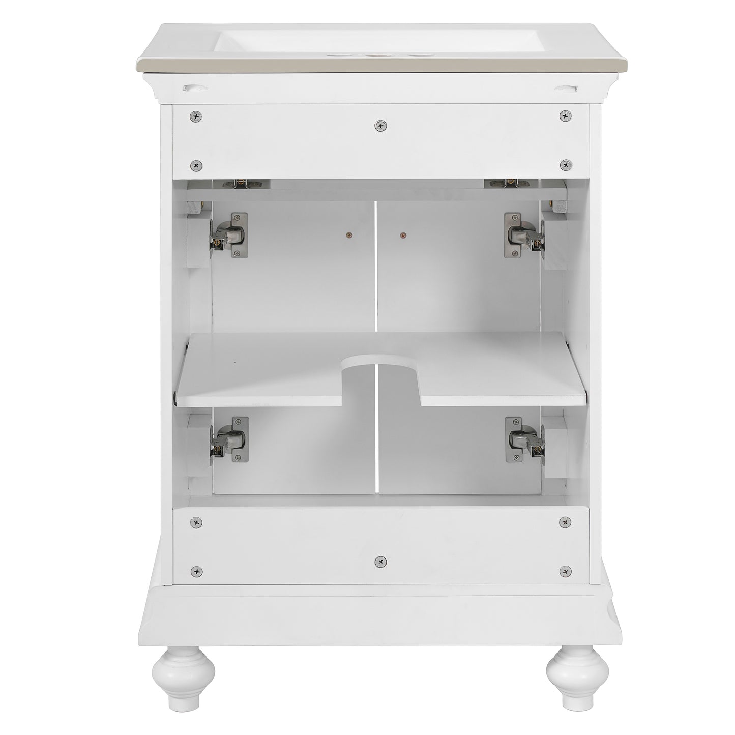 24" Modern Bathroom Vanity with Tip-Out Drawer - White