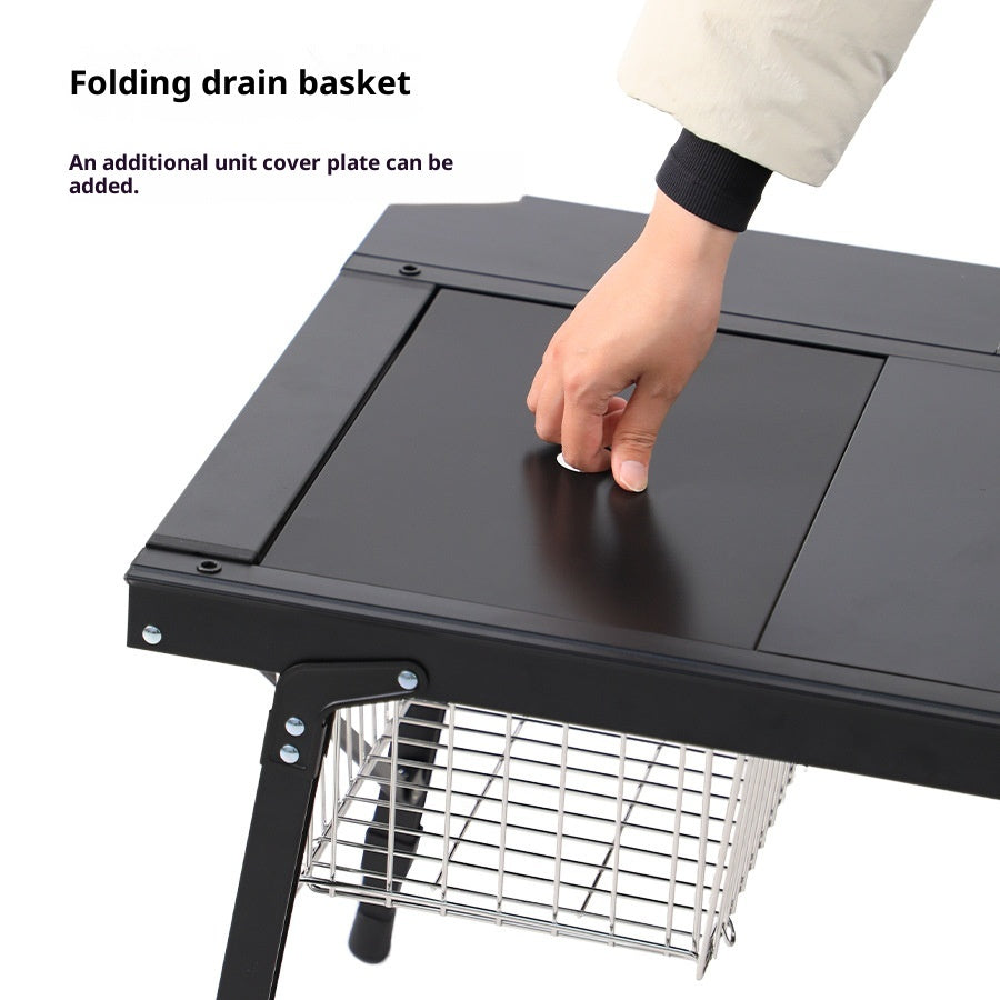 Stainless Steel Folding Drain Basket - Outdoor Kitchen Storage